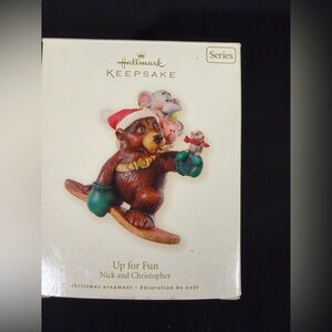 Hallmark Keepsake Ornament 2008  Nick and Christopher Up for Fun Bear Mice Mouse